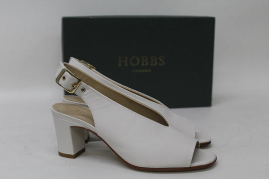 HOBBS Ladies Ice White Leather Slingback Peep Toe Kali Sandals UK3 EU36 NEW