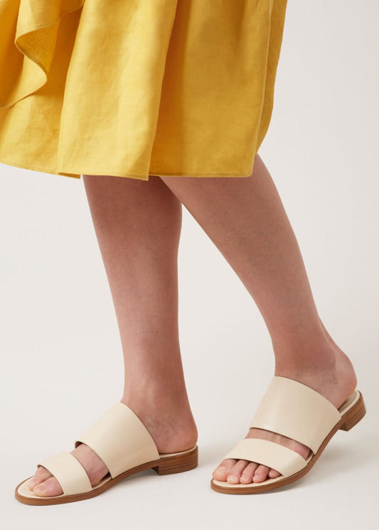Hobbs Holly Double Strap Slider Leather Shoe Off White EU36 UK3 RRP129