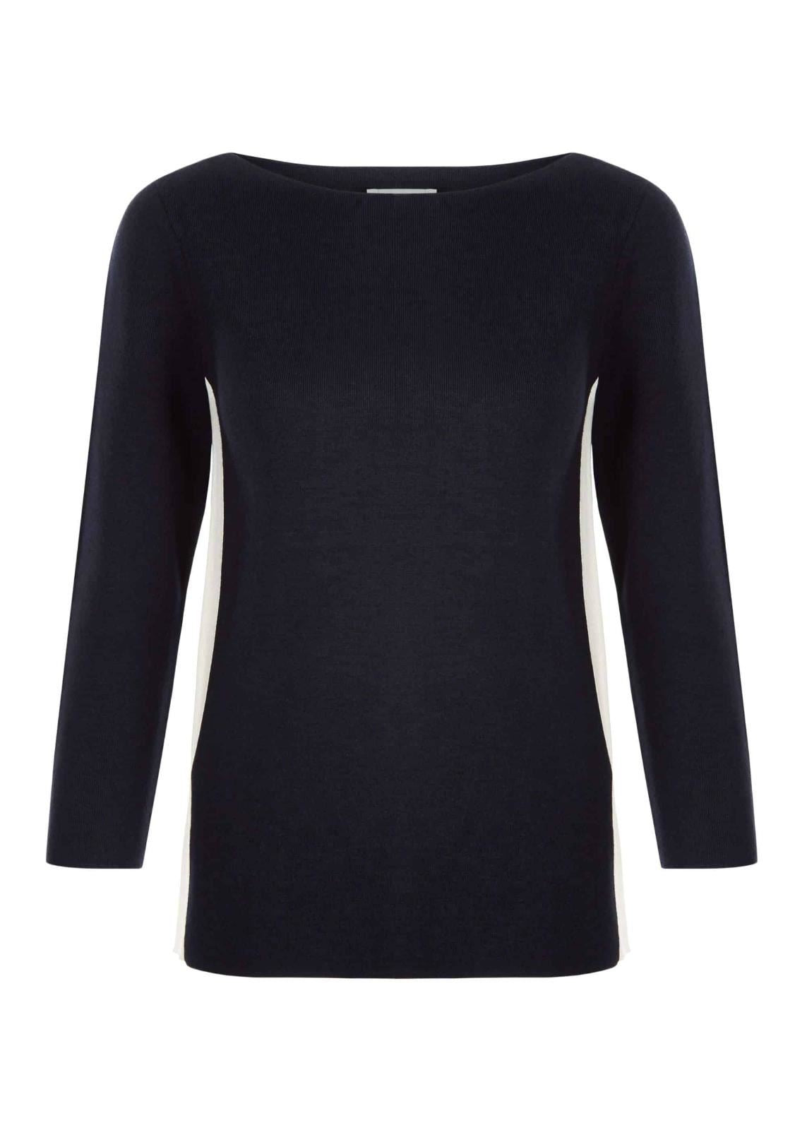 Hobbs Elizabeth Sweater Jumper Pullover Navy Ivory XS RRP89