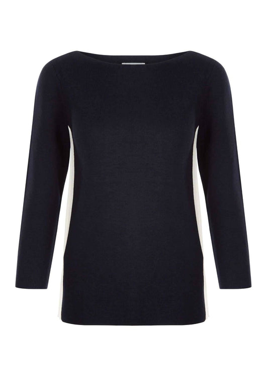 Hobbs Elizabeth Sweater Jumper Pullover Navy Ivory XS RRP89