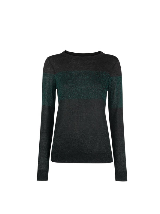 WHISTLES Ladies Colour Block Sparkle Knit Jumper Green Grey UK16 RRP85 BNWT