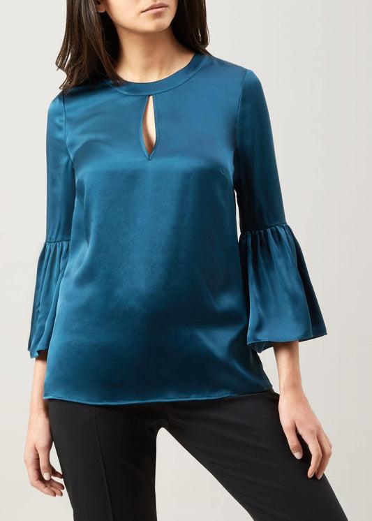 Hobbs Silk Margie Top Teal Size UK8 RRP110