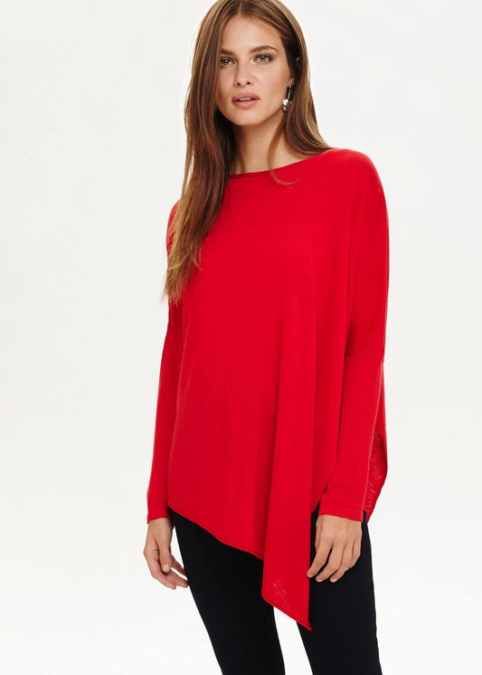 Phase Eight Melinda Asymmetric Knitted Boat Neck Jumper Red XS RRP59