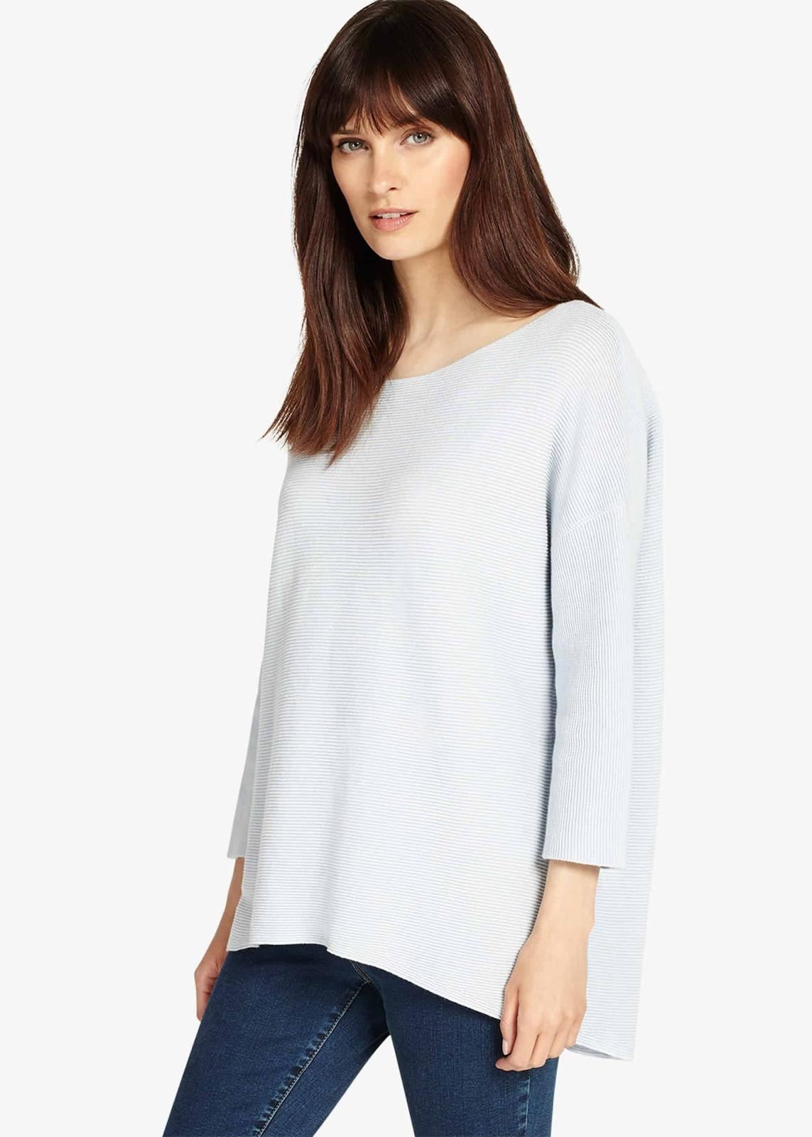 Phase Eight Piera Ripple Stitch Knit Jumper Pullover Top Soft Blue S RRP59
