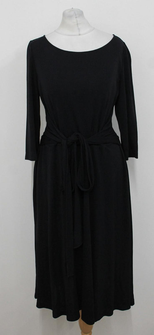 HOBBS Ladies Dress Alina Navy Blue Long Sleeve Flared Midi UK8 BNWT RRP 129