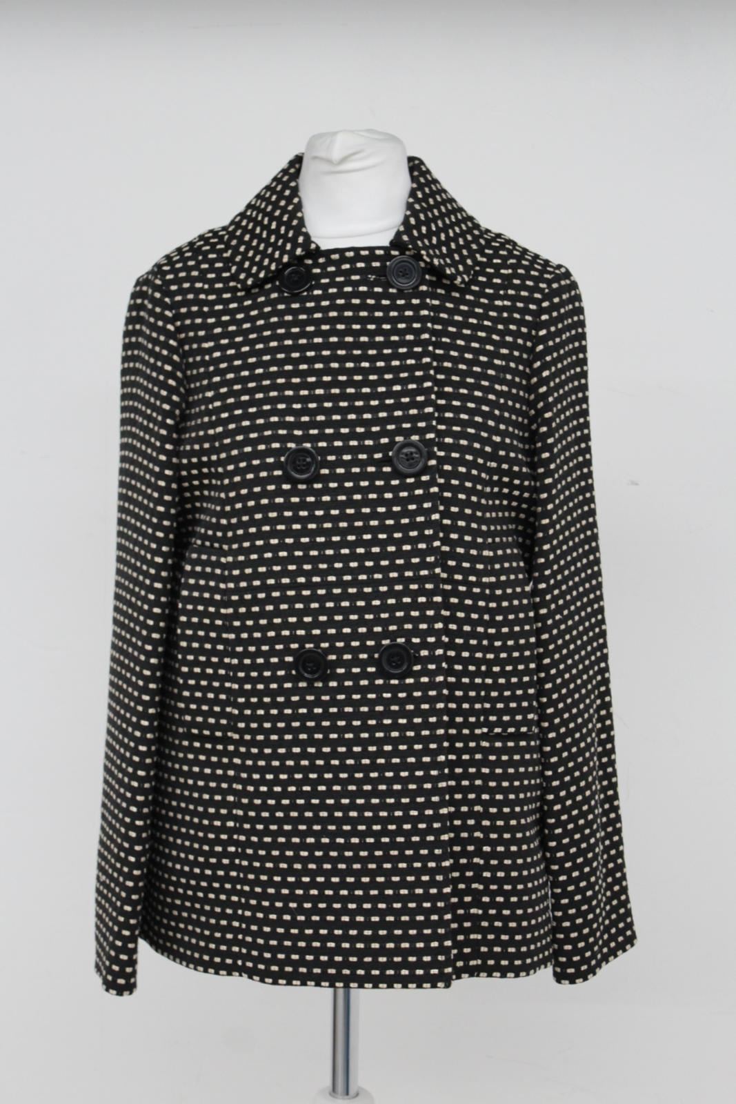 HOBBS Ladies Black Natural Cotton Blend Double Breasted Sidra Pea Coat UK6 BNWT