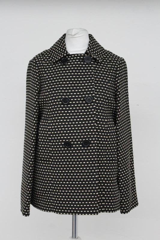 HOBBS Ladies Black Natural Cotton Blend Double Breasted Sidra Pea Coat UK6 BNWT