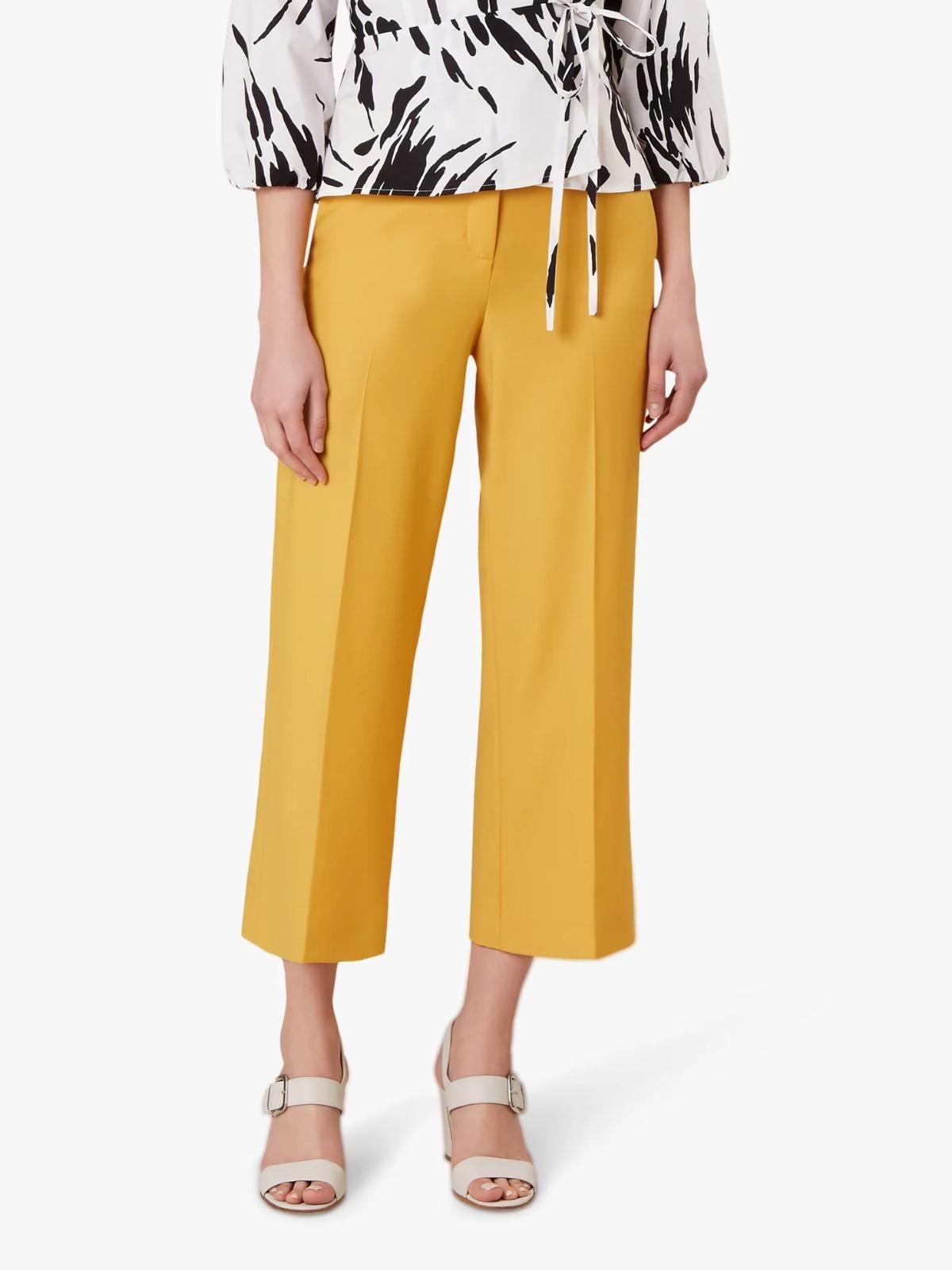 HOBBS Ladies Gold Yellow Wool-Blend Lulu Ankle Grazer Cropped Trousers UK10 BNWT