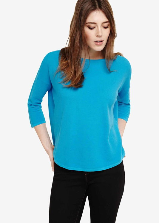 Phase Eight Megg Cotton Lightweight Knit Jumper Pullover Top Turquoise XS RRP59