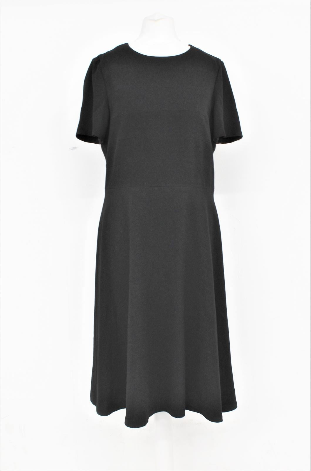 HOBBS Ladies Black Short Sleeve Knee Length Skater Lavine Dress UK10 BNWT RRP159