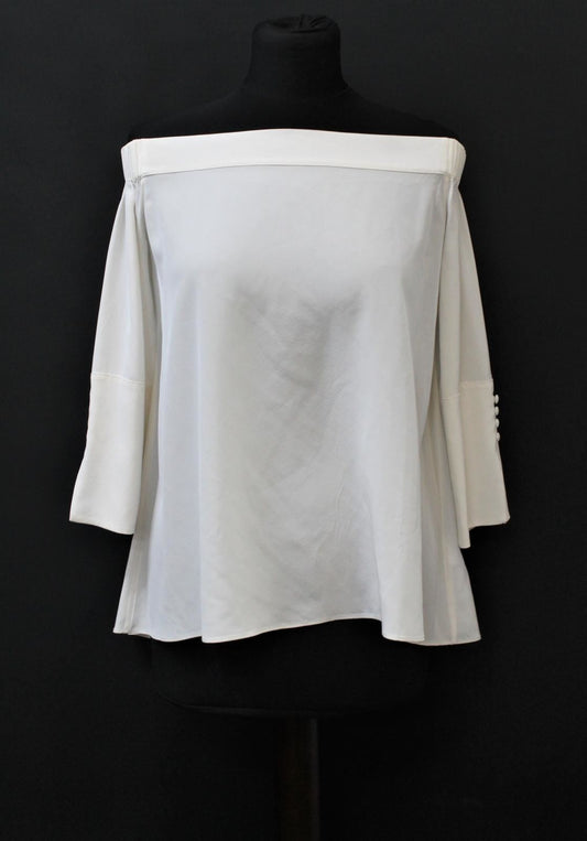 HOBBS Ladies Ivory Off Shoulder Long Sleeve Loose Fit Perla Blouse UK10 NEW