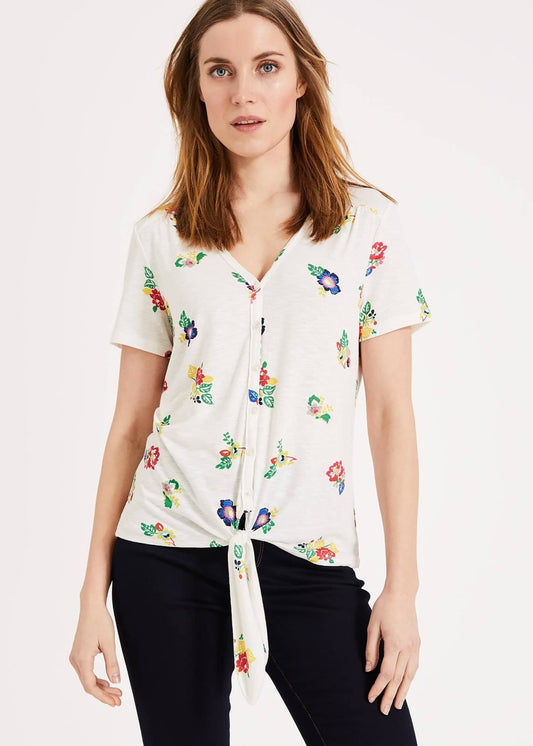 Phase Eight Cayla Floral Short Sleeve Top Ivory/Multi Size UK18 RRP49