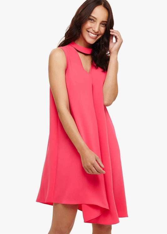 Phase Eight Taylor Pleat Front Trapeze Swing Dress Tango Pink Size UK12 RRP89
