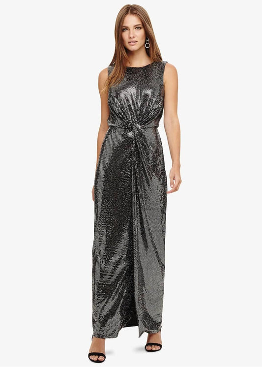 Phase Eight Dahlia Shimmer Twist Maxi Maxi Dress Silver Size UK10 RRP130