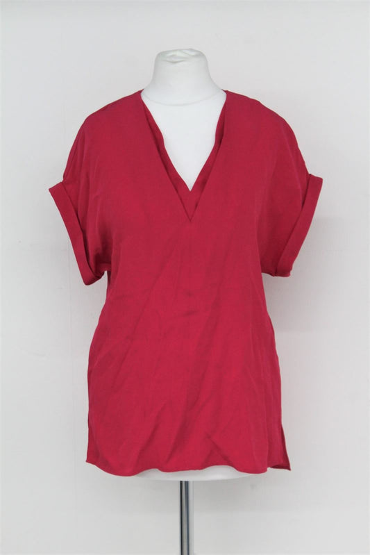 PHASE EIGHT Ladies Decadent Pink Short Sleeve Vivian V Neck Blouse UK8 NEW