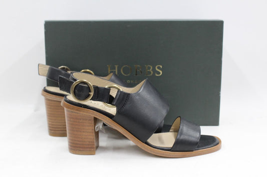 HOBBS Ladies Black Open Toe Ankle Strap Paige Block Heel Sandals UK3 BNIB