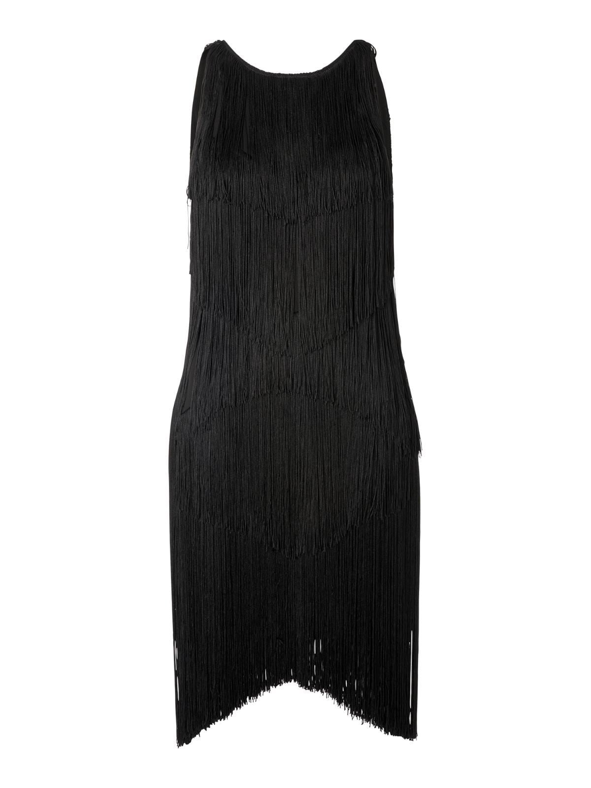 WHISTLES Evena Fringe Detail Dress Black Sleeveless UK4 RRP249 BNWT