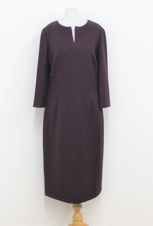 HOBBS Ladies Purple Tailored Fit 3/4 Sleeve Viviene Shift Dress UK10 BNWT