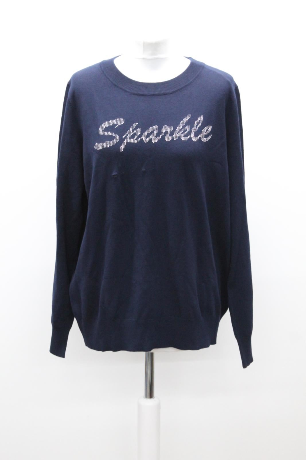 PHASE EIGHT Ladies Soleste Navy Blue Knitted Rhinestone Sparkle Jumper UK18 NEW
