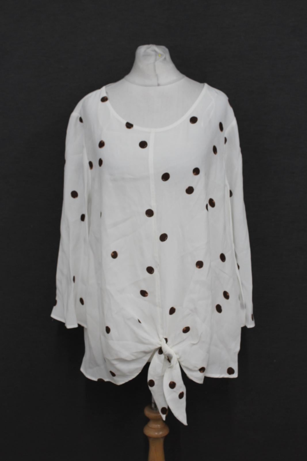 PHASE EIGHT Ladies Daniella Ivory Camel Spot Print Long Sleeve Blouse UK14 NEW