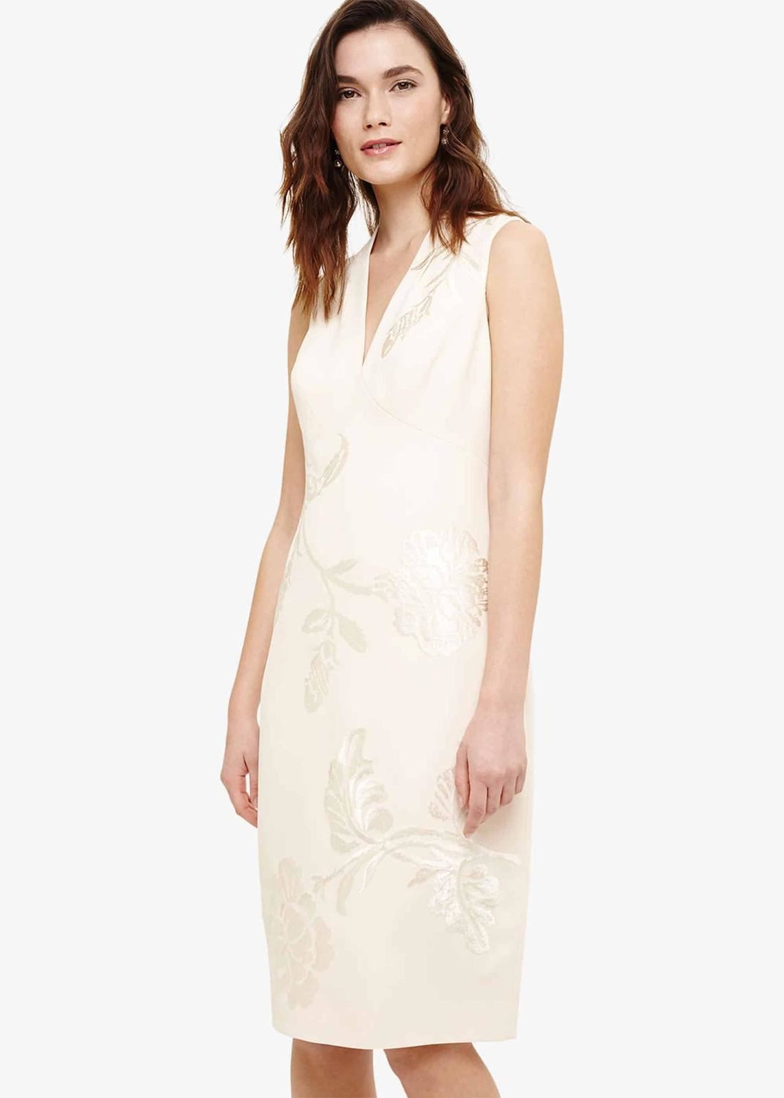 Phase Eight Ruby Embroidered Shift Dress Oyster Size UK14 RRP225