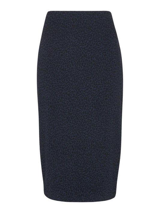 WHISTLES Navy Multi Animal Print Knee Length Jersey Tube Skirt Size M RRP69 BNWT