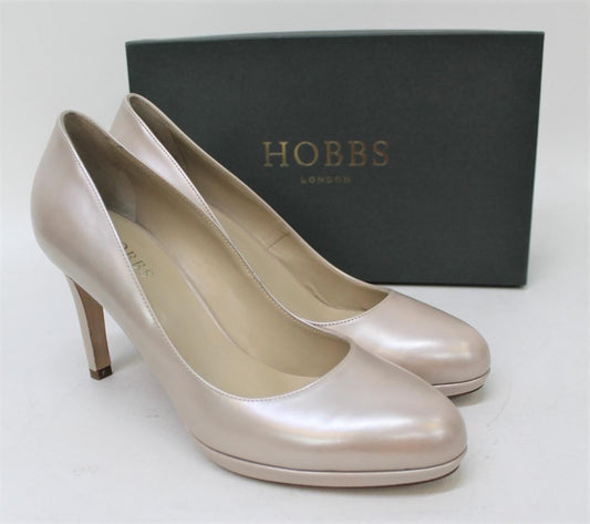 HOBBS Ladies Oyster Pink Pearlised Leather Julietta Court Shoes UK7.5 NEW RRP159