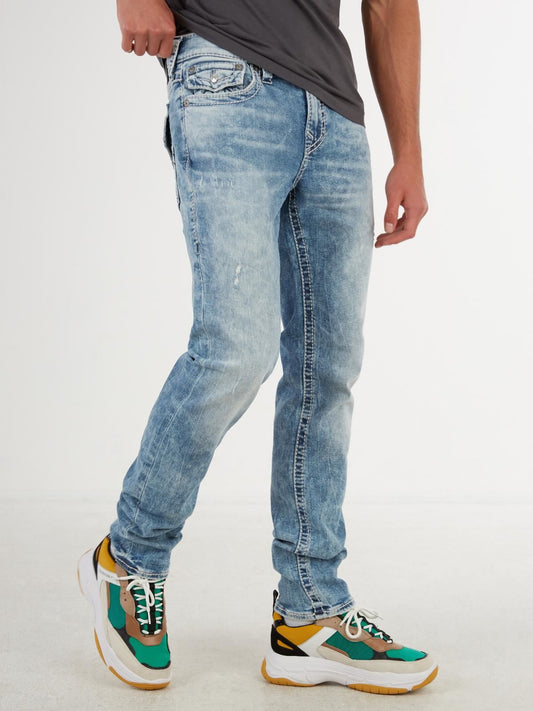 TRUE RELIGION Men's Blue Denim Wash Rocco Big T Skinny Jeans W28 RRP229 BNWT