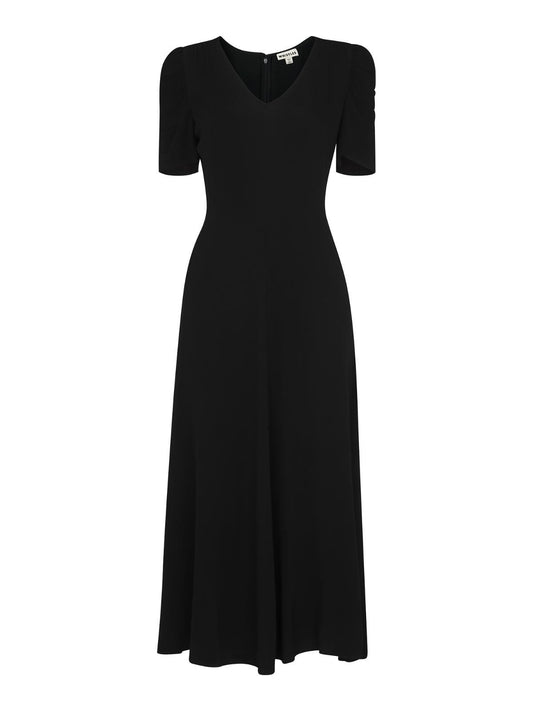 WHISTLES Jolanta Midi Dress Short Sleeve Fit & Flare Black UK4 RRP149 BNWT