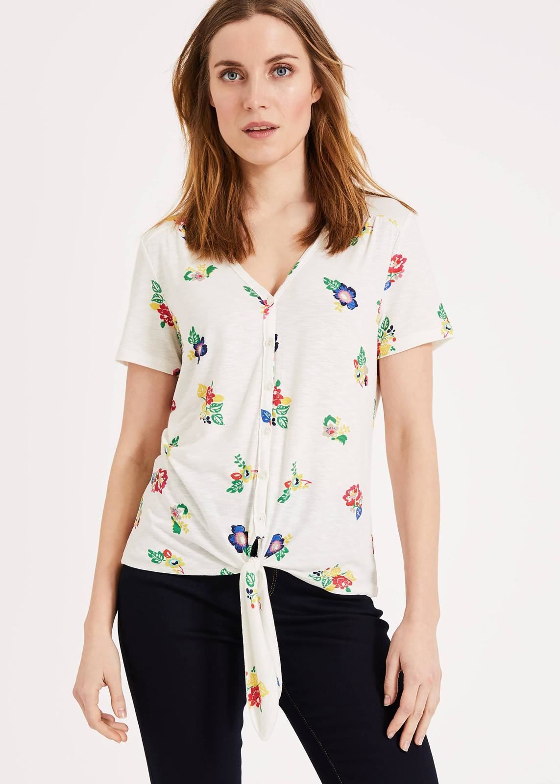 Phase Eight Cayla Floral Short Sleeve Top Ivory/Multi Size UK14 RRP49