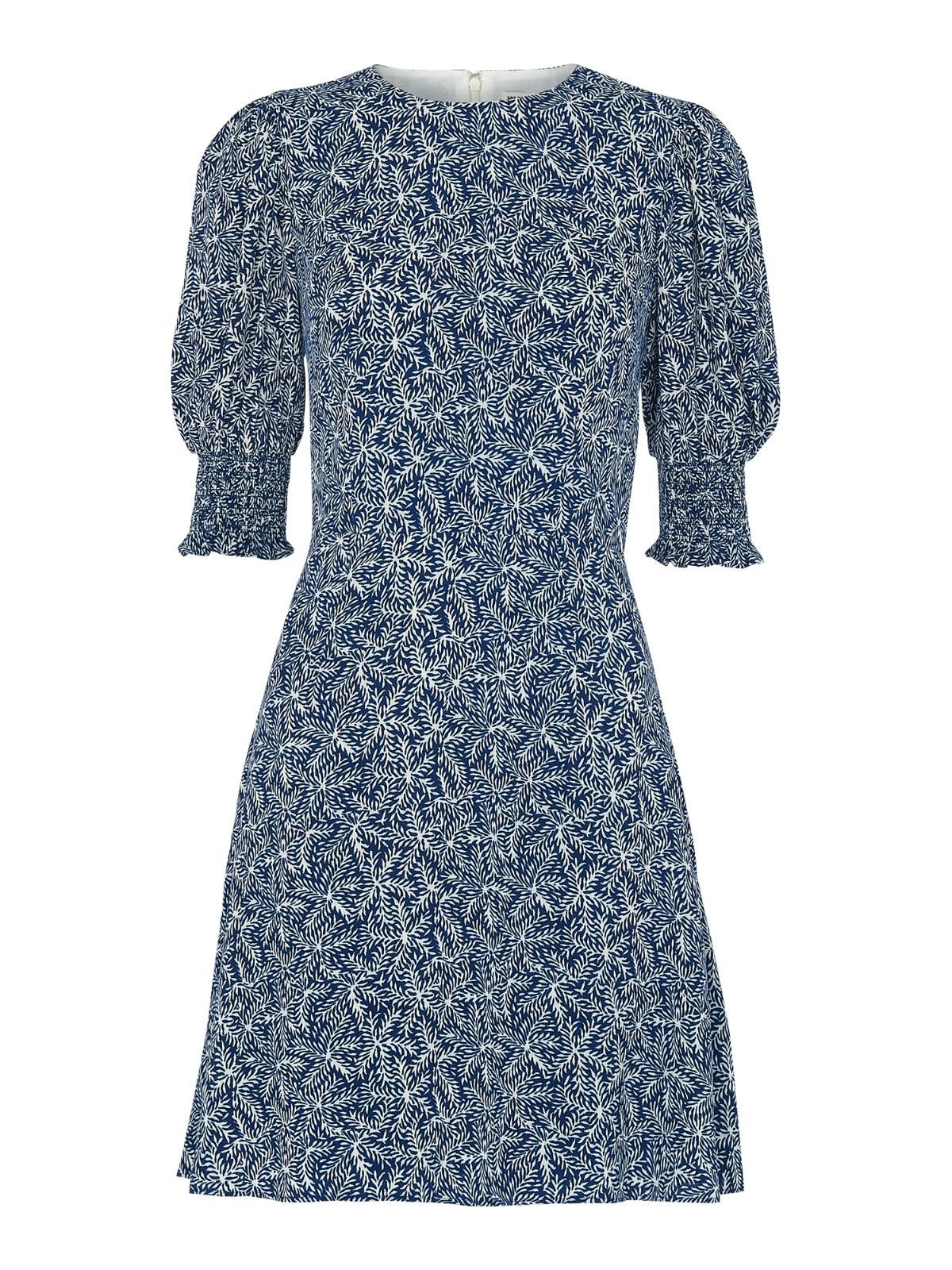 WHISTLES Josefina Etched Print Dress Navy Blue / Multi UK4 RRP149 BNWT