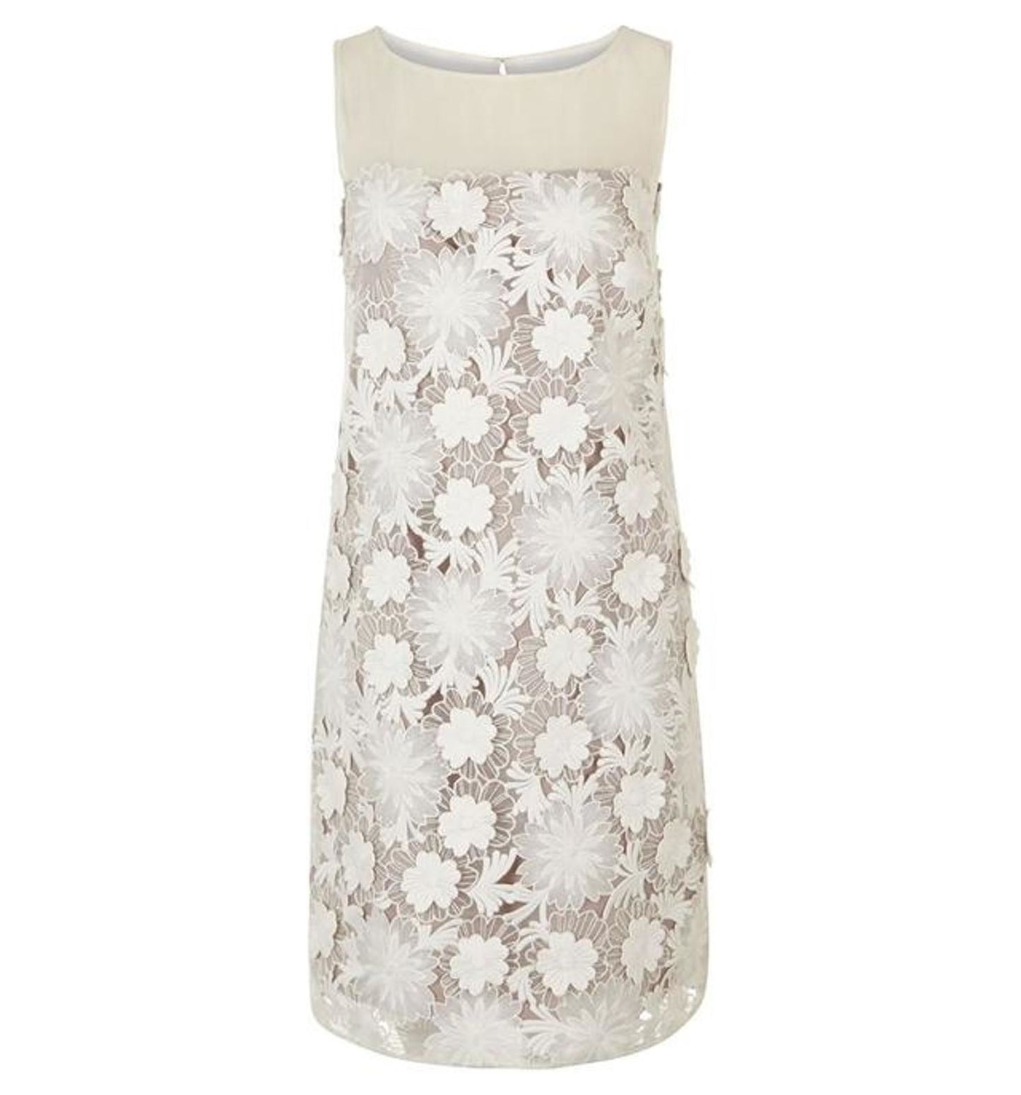 HOBBS Ladies Cream Beige Sleeveless Crochet Lily Flower Dress Size UK8 BNWT