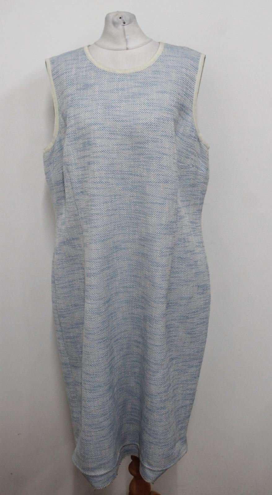 HOBBS Ladies Barely Blue Cotton Sleeveless Crew Neck Margo Dress UK18 BNWT