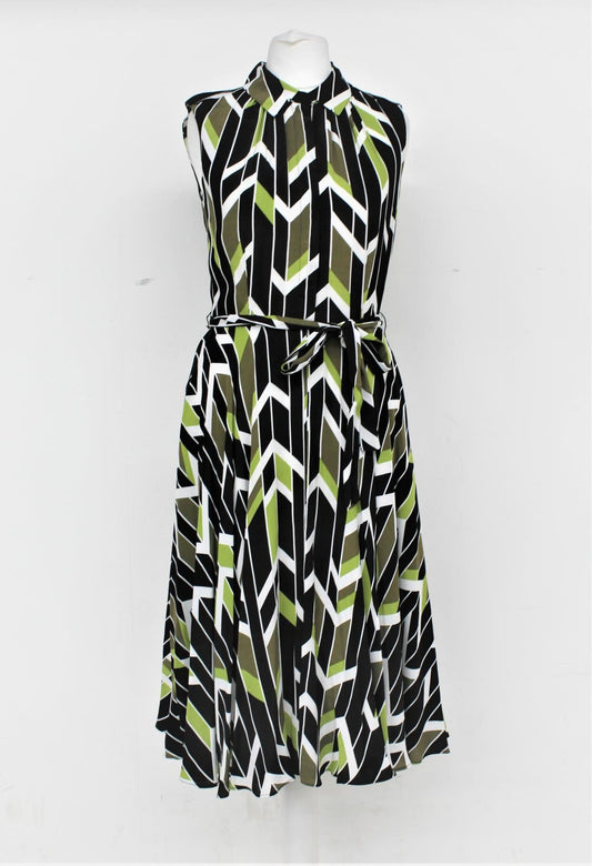 HOBBS Ladies Lime Green Multi Collared Sleeveless Rowena Dress UK8 BNWT RRP139