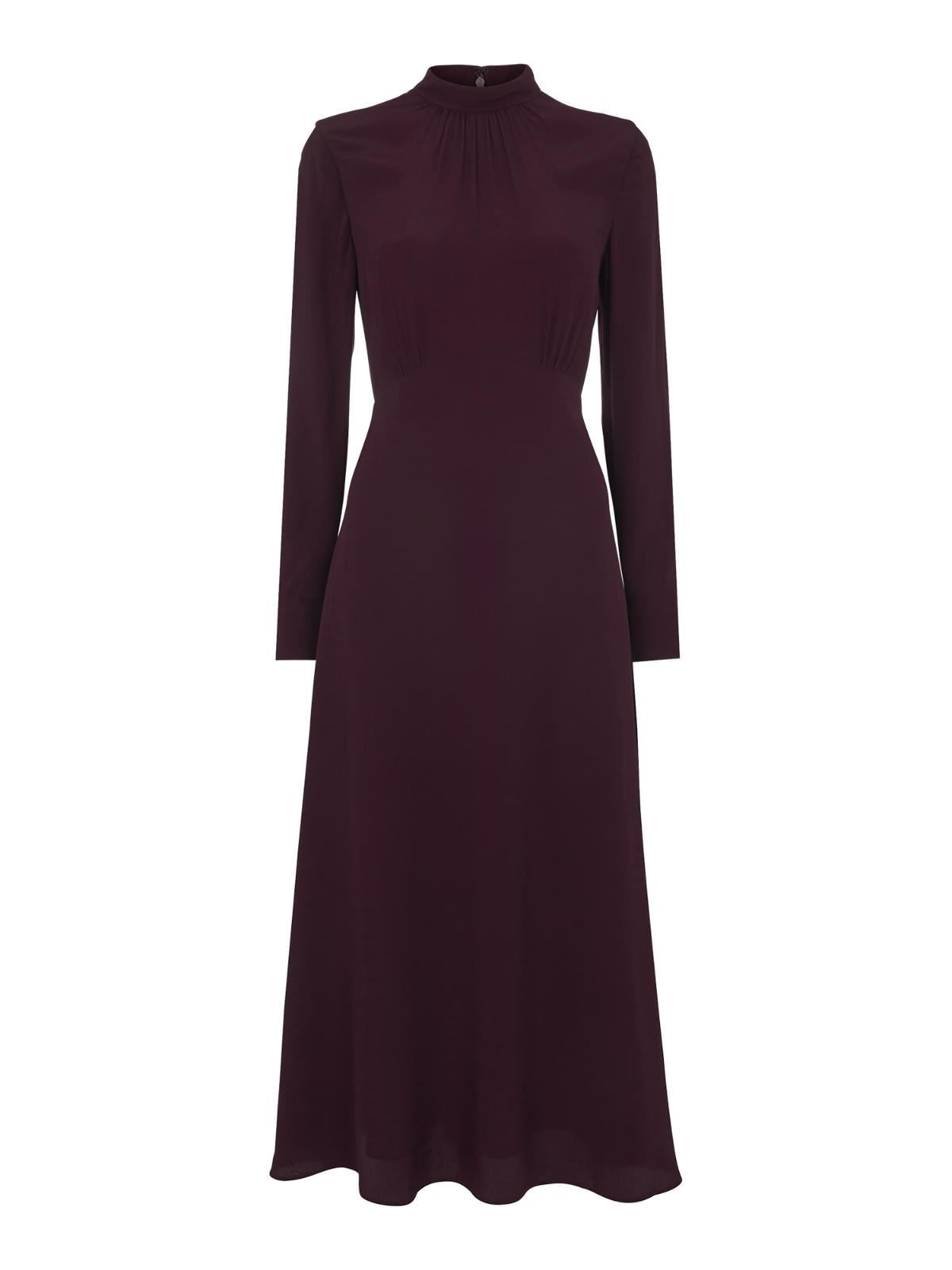 WHISTLES Ruby Dress Burgundy Red Long Sleeved Crew Neck UK6 BNWT RRP159