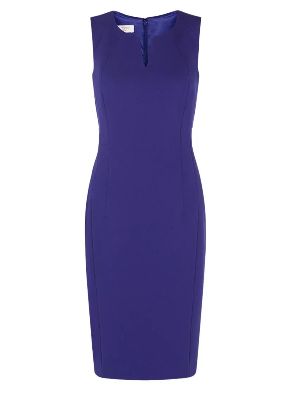 HOBBS Ladies China Blue Sleeveless Round Neck Leona Shift Dress UK8 BNWT