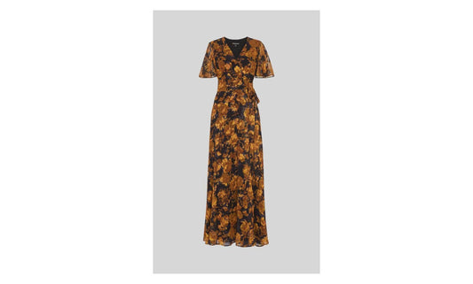 WHISTLES Wrap Devore Maxi Dress Yellow/Multi Floral UK4 RRP319 BNWT