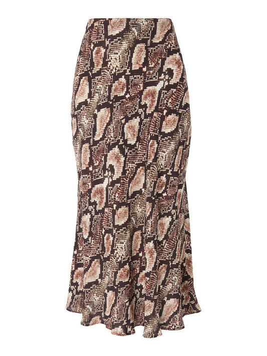 WHISTLES Ladies Snake Print Bias Cut Midi Skirt Brown Tan UK6 BNWT RRP129