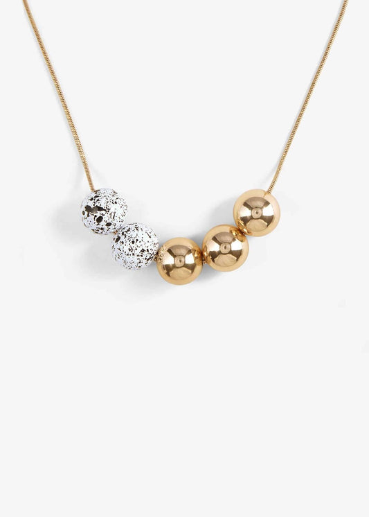 Phase Eight Edita 5 Bead Marbled Necklace Gold RRP29