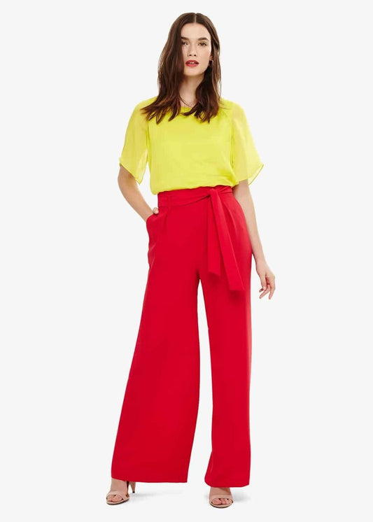 Phase Eight Katie Wide Leg Trousers Tango Pink Size UK8 RRP79