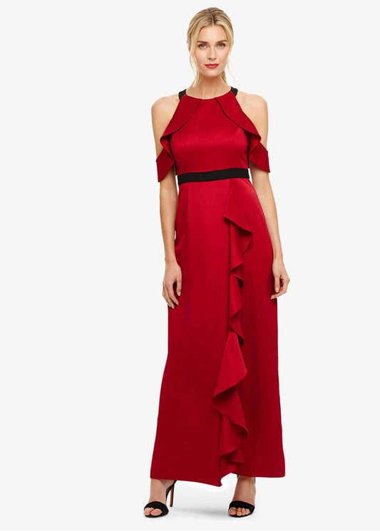 Phase Eight Cezanna Maxi Short Sleeve Long Dress Scarlet Size UK12 RRP250