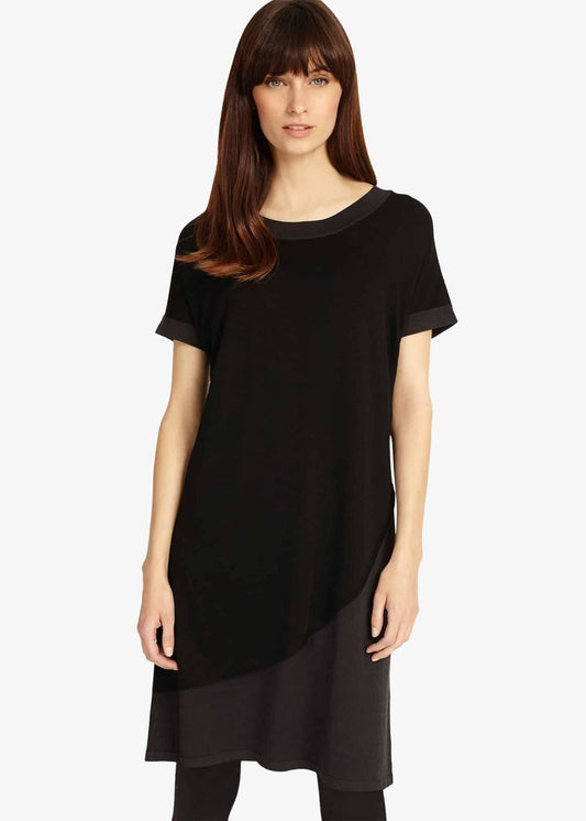 Phase Eight Elizabetta Colourblock Shift Dress Black/Charcoal XS RRP85