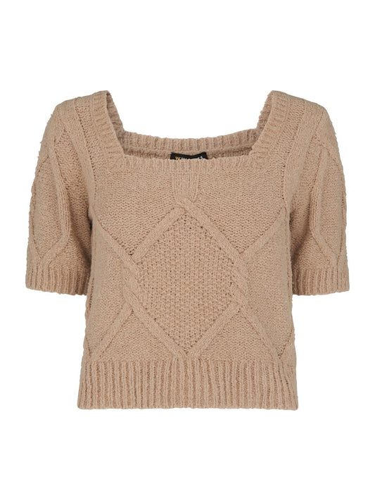 WHISTLES Ladies Short Sleeve Cable Knitted Sweater Neutral Beige S BNWT RRP139