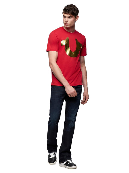 TRUE RELIGION Men's Ruby Red Gold Horseshoe Short Sleeve T-Shirt XS RRP109 BNWT