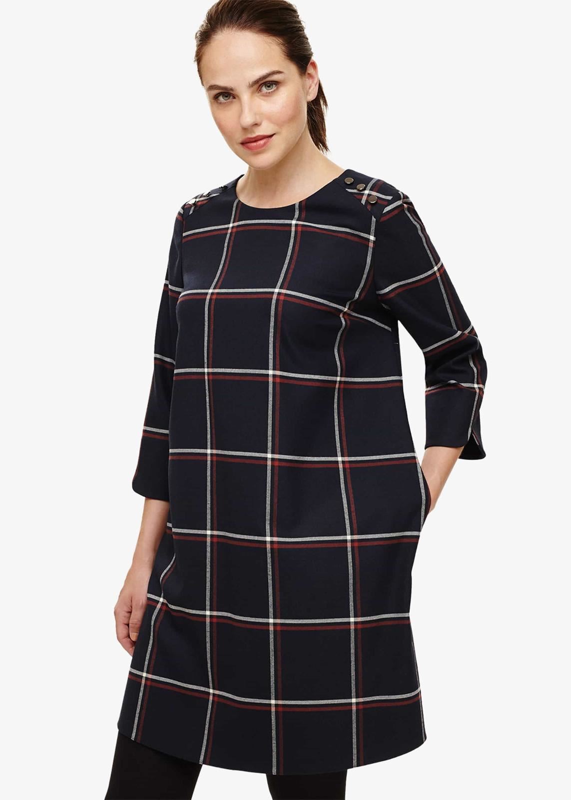 Phase Eight Daya Check Swing Tunic Shift Dress Navy/Multi Size UK8 RRP99
