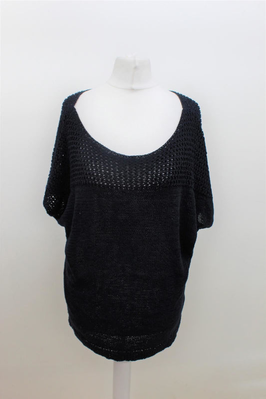 PHASE EIGHT Ladies Navy Blue Short Sleeve Scoop Neck Medium Knit Jumper M NEW