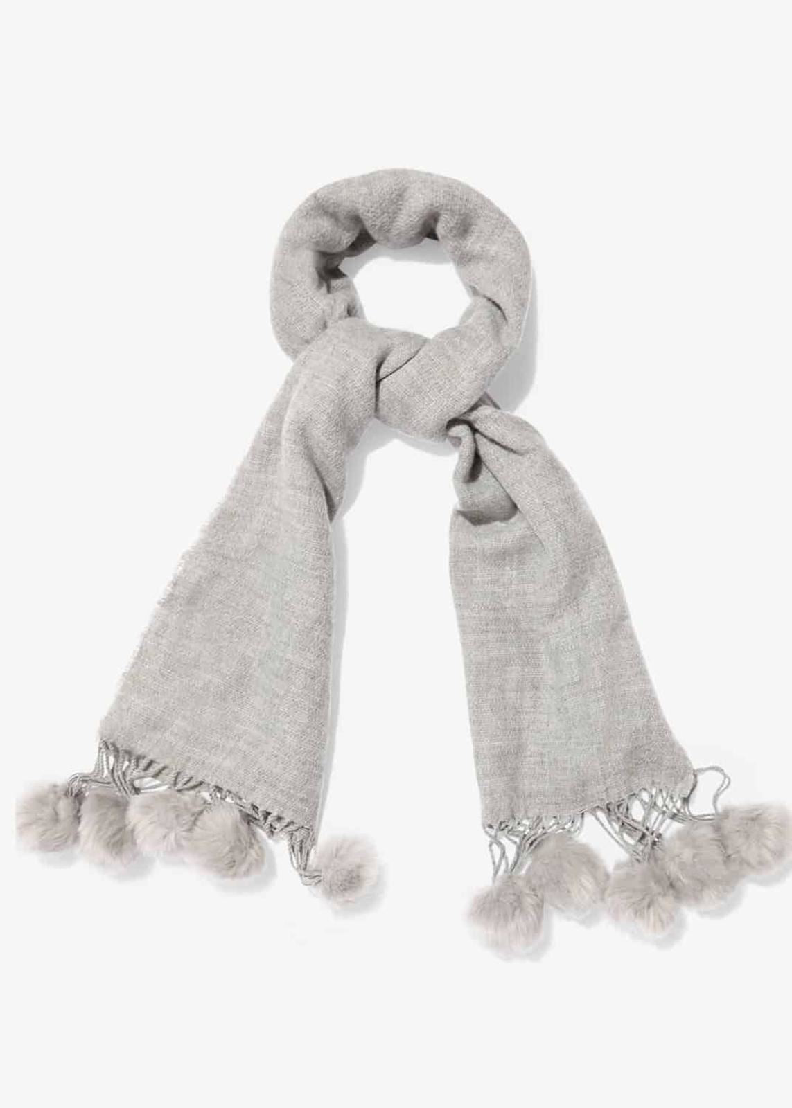 Phase Eight Samara Pom Pom Scarf Light Grey RRP49