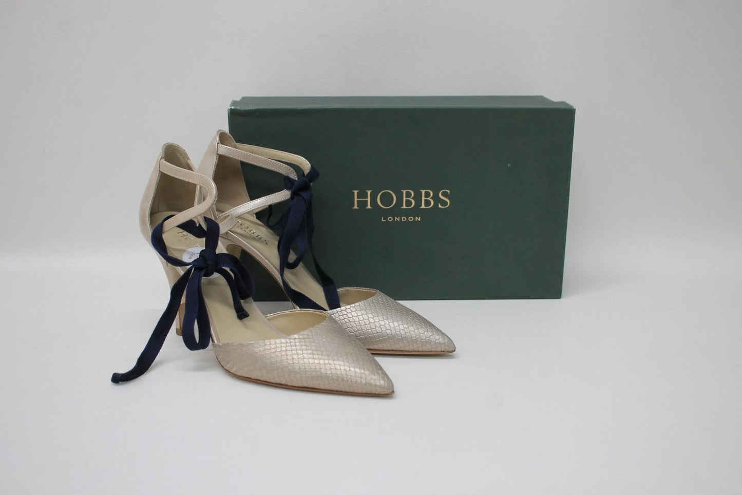 HOBBS Ladies Blush Pink Leather Snake Skin Gabriella Court Shoes UK7 BNIB