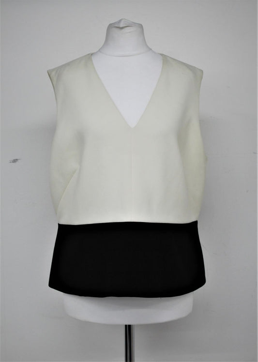 Hobbs Ladies Ivory/Black V Neck Sleeveless Formal Havana Top UK16 NEW