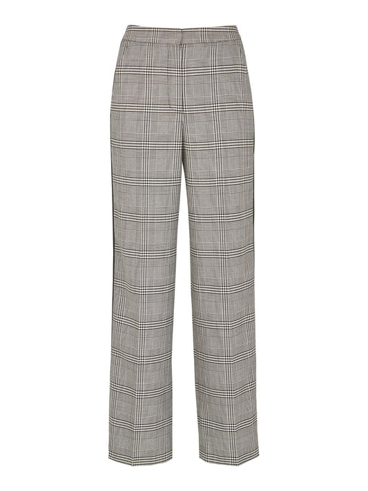 WHISTLES Ladies Black White Check Wide Leg Side Stripe Trousers UK4 RRP129 BNWT